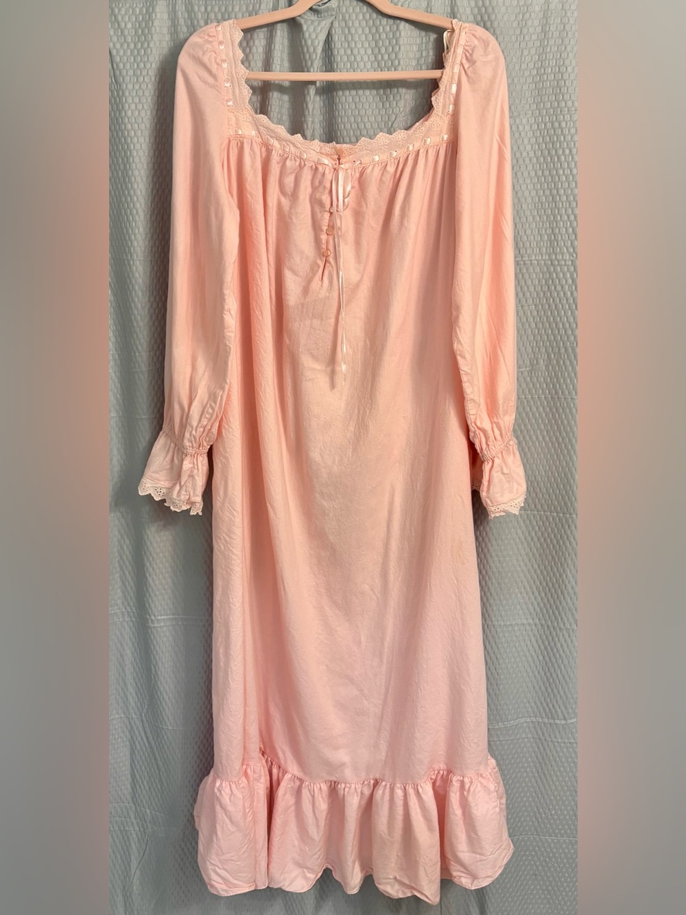 Victoria's Secret Ballet Pink Long Sleeve Prairie Peasant Cotton Nightgown
